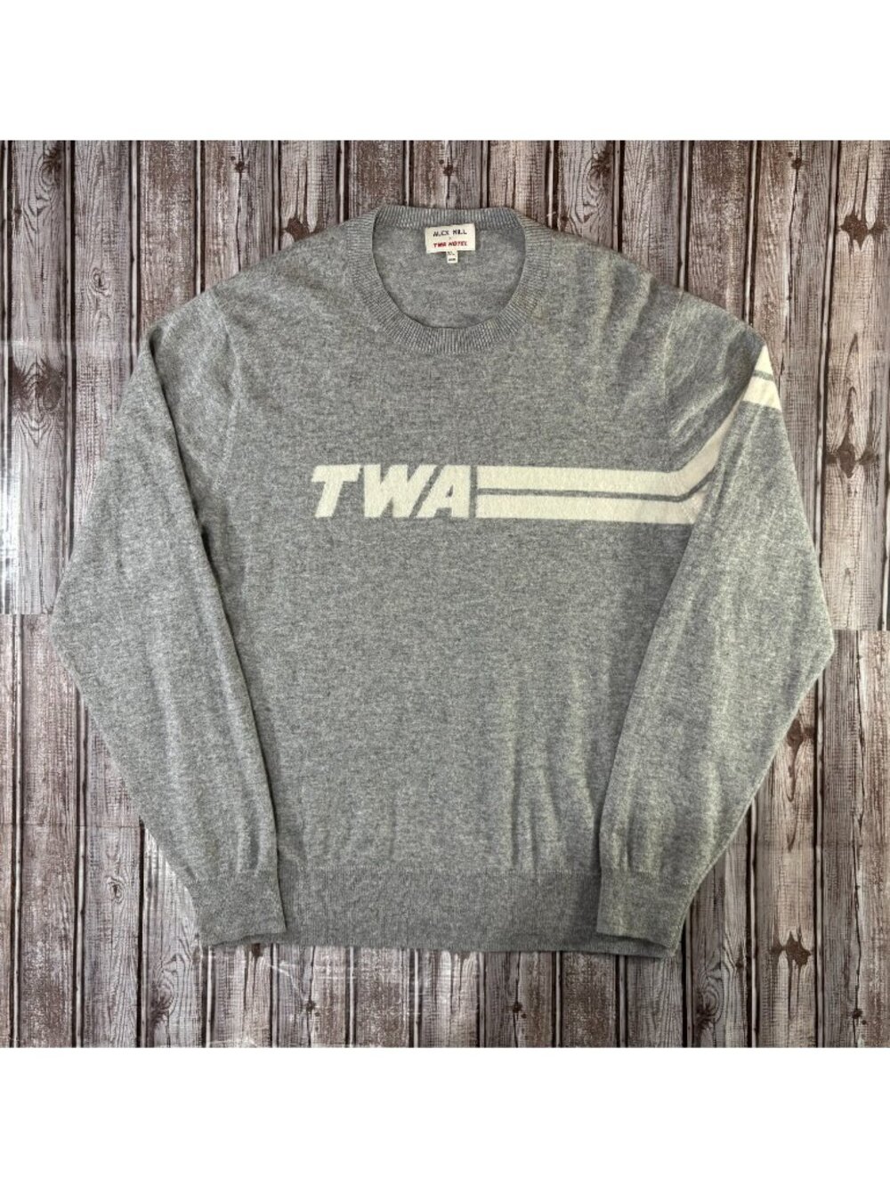 Alex Mill x TWA 100% Cashmere Sweater size XL color Gray & White
